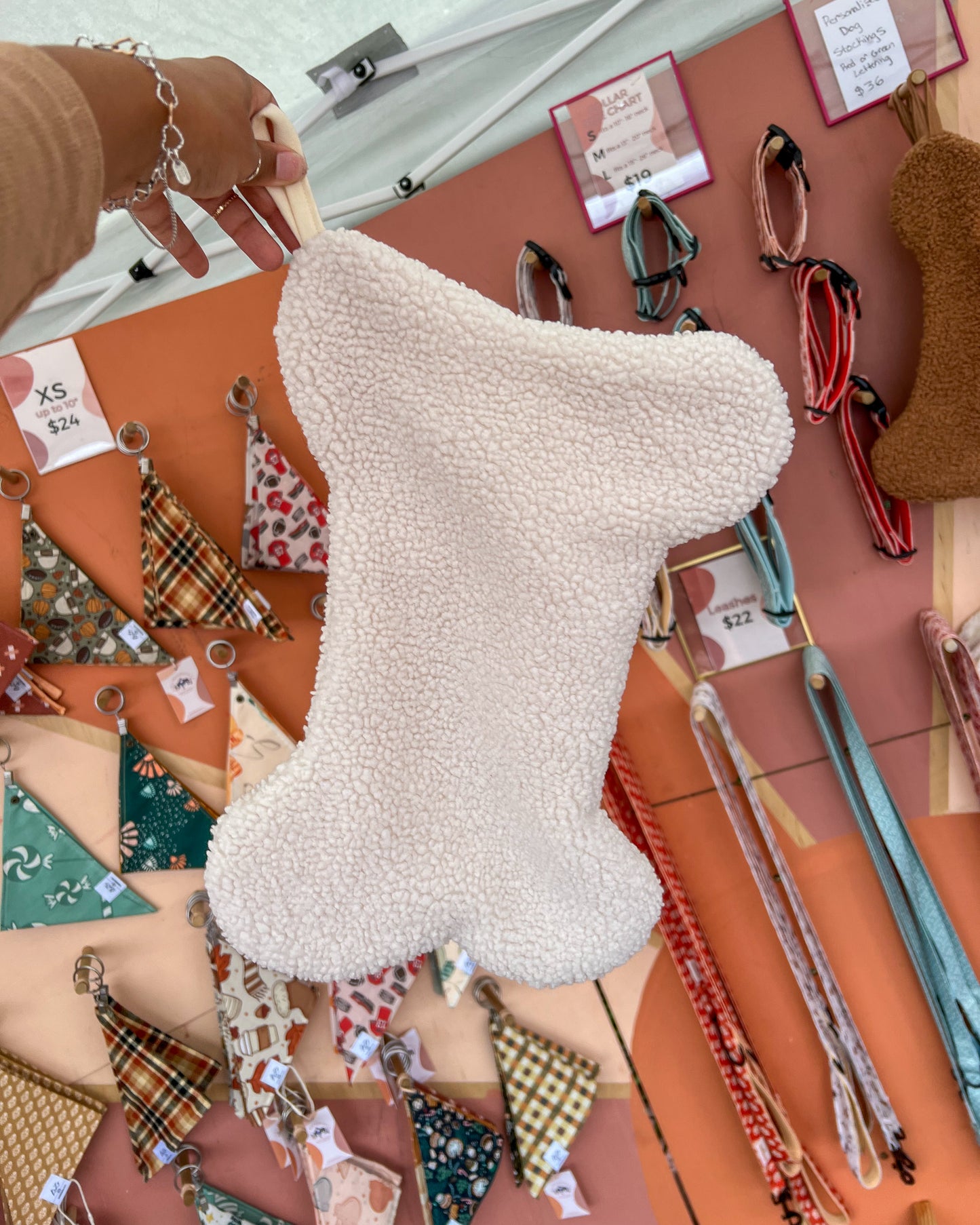Personalized Cozy Teddy Dog Stocking 'Ivory'