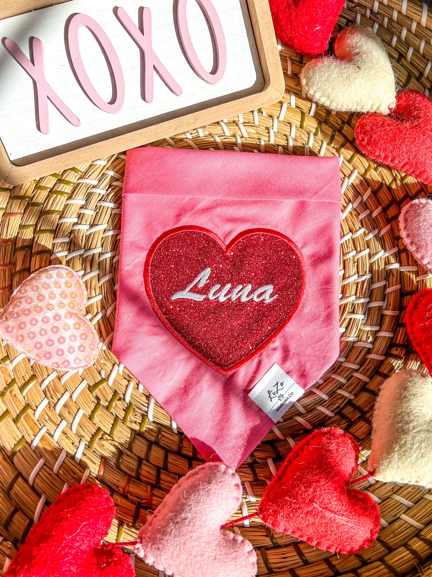 PERSONALIZED Red Heart Dog Bandana