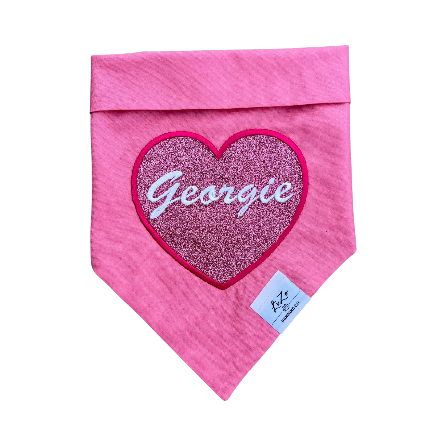 PERSONALIZED Pink Heart Dog Bandana