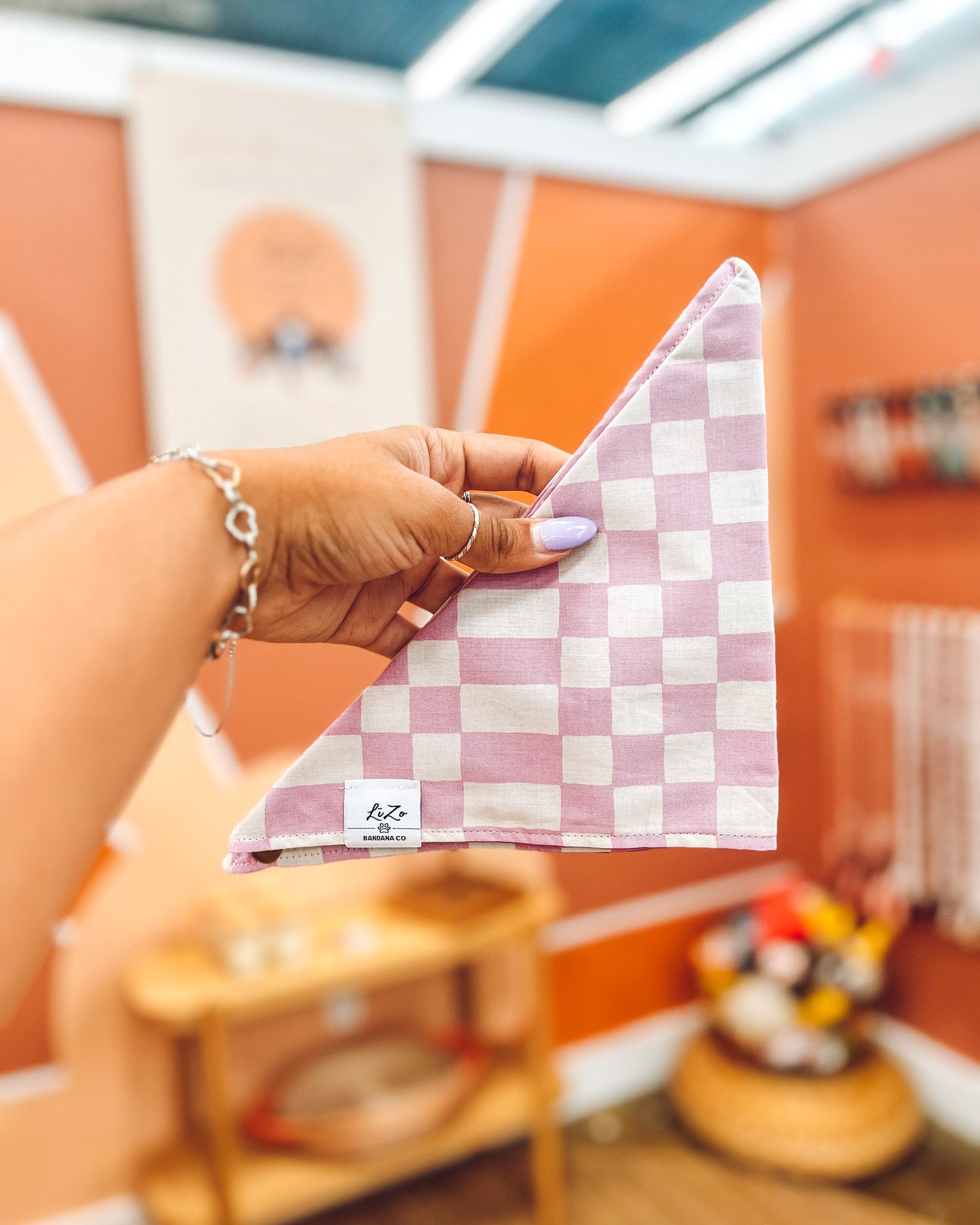 'Purple Checkered' Dog Bandana