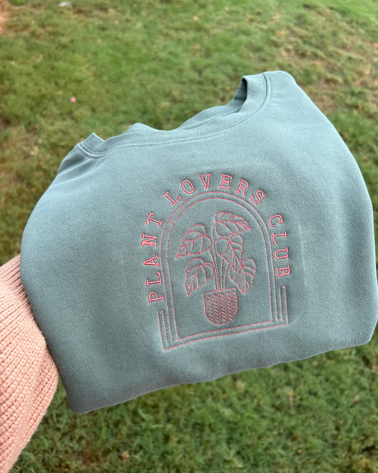 ‘Plant Lovers Club’ Embroidered Crewneck